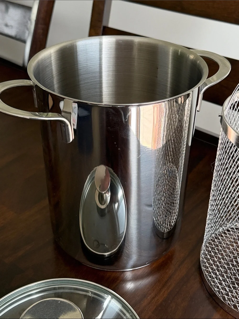 Stainless Steel Asparagus Steamer with Glass Lid and steam Basket - Silver
